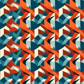 Retro Geometric Pattern in Orange, Blue, White