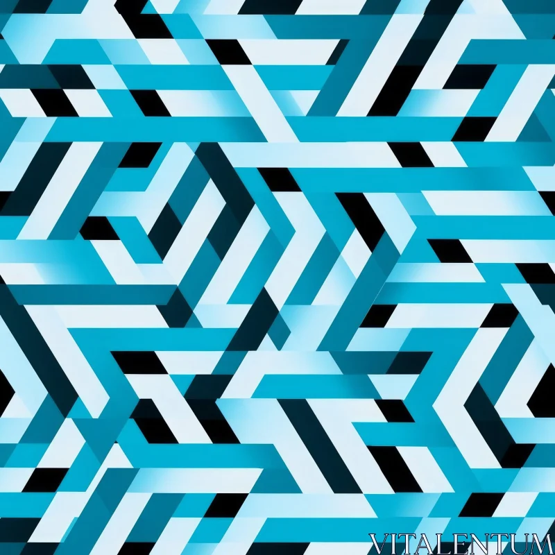 Blue Black White Abstract Geometric Stripes Pattern AI Image