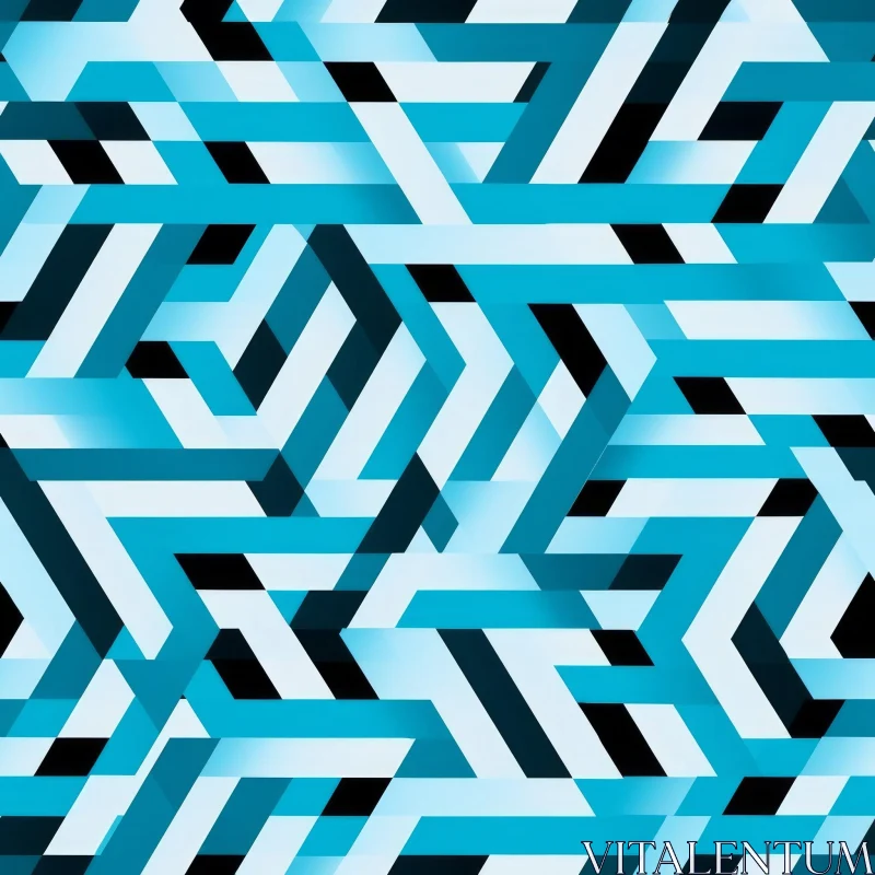 Blue Black White Abstract Geometric Stripes Pattern