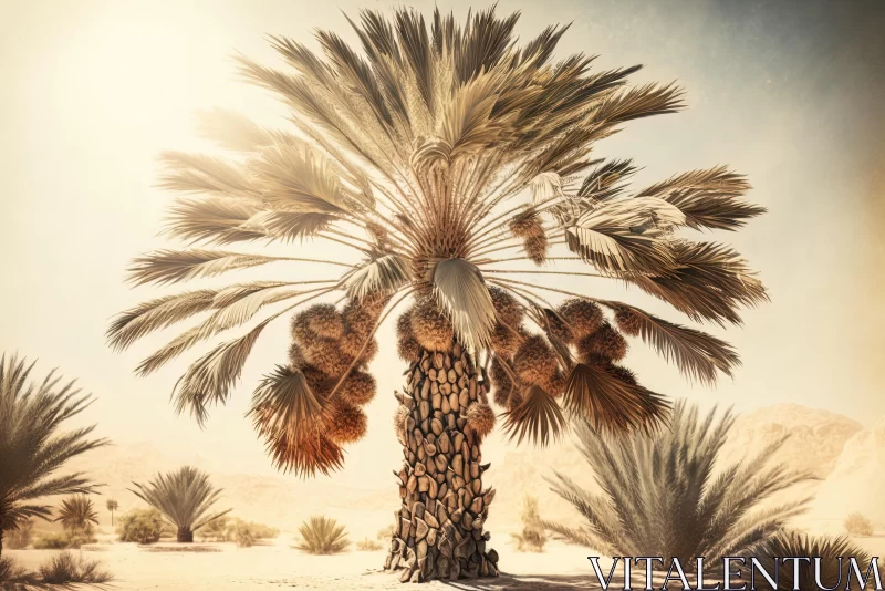 AI ART Captivating Palm Tree in the Desert: Organic Biomorphism and Wildlife Portraits