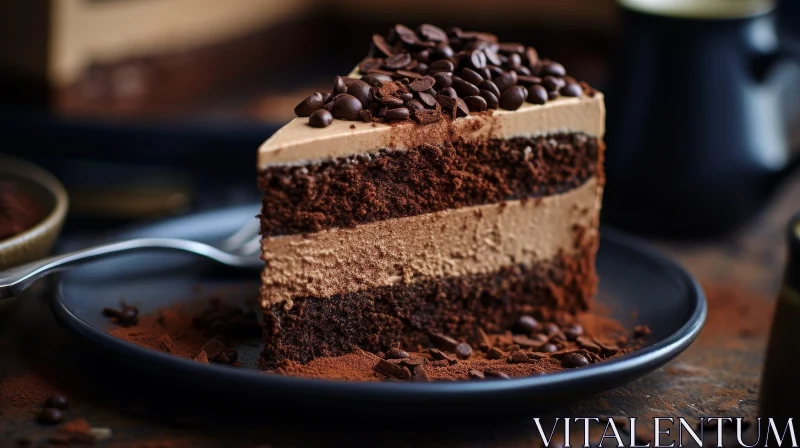 Decadent Chocolate Cake Slice with Coffee Beans AI Image
