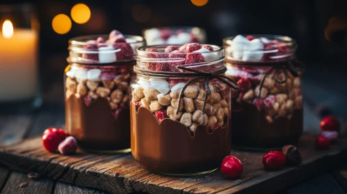 Delicious Chocolate Dessert in Glass Jars