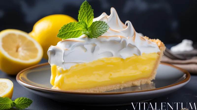 Delicious Lemon Meringue Pie Slice AI Image