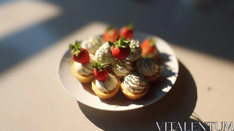 Delicious Strawberry Tarts - Sweet Pastry and Creamy Custard AI Image