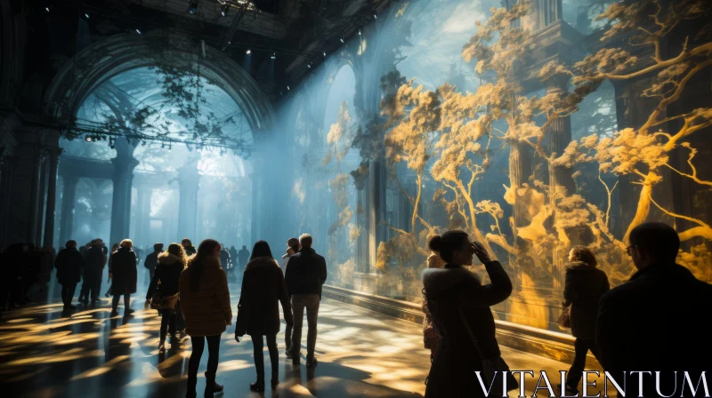 Engrossed in Art: Ethereal Scenes in a Museum AI Image