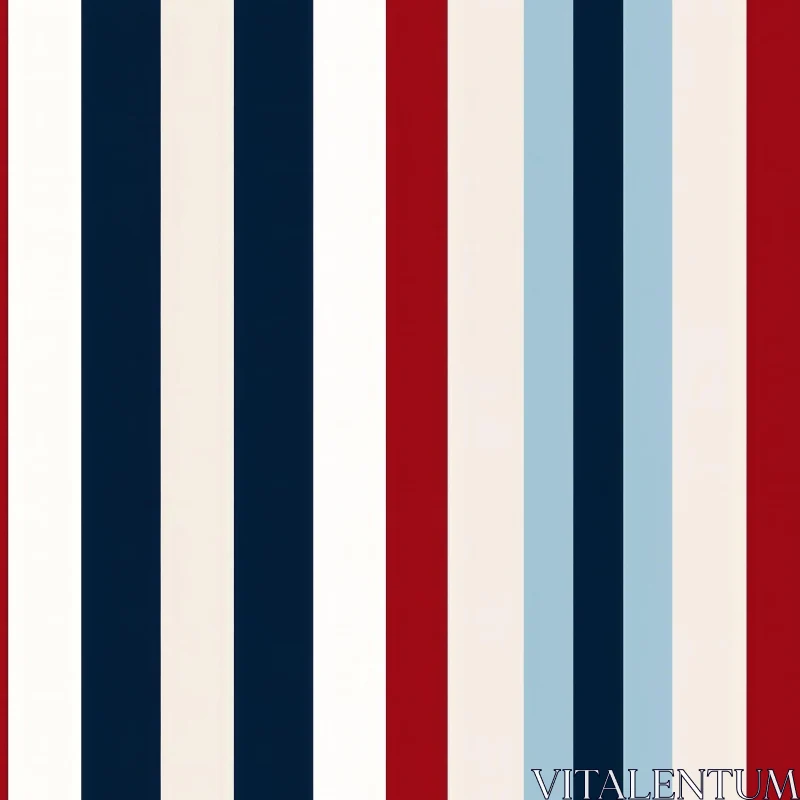 AI ART Navy Blue Cream Red Light Blue Vertical Stripes Pattern