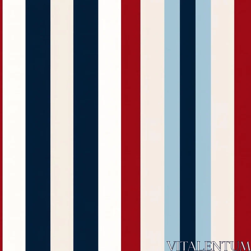 Navy Blue Cream Red Light Blue Vertical Stripes Pattern