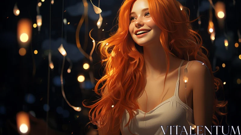 Smiling Woman with Red Hair - Beauty and Happiness Captured AI Image