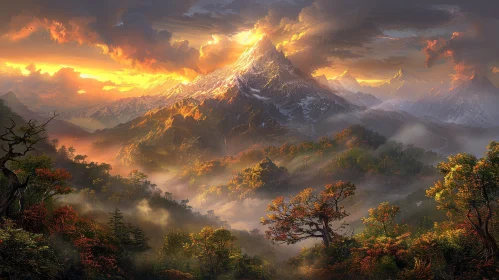 Snow-Covered Mountain Landscape - Tranquil Nature Scene
