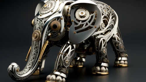 Steampunk Elephant Artwork: A Blend of Precisionism and Industrial Aesthetics