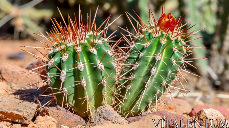 Stunning Echinopsis Cristata Cacti in a Rocky Landscape AI Image