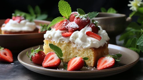 Sumptuous Cake with Whipped Cream and Strawberries