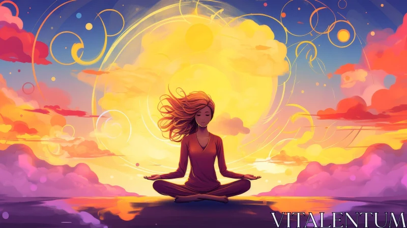 Tranquil Meditation - Surreal Woman in Lotus Position