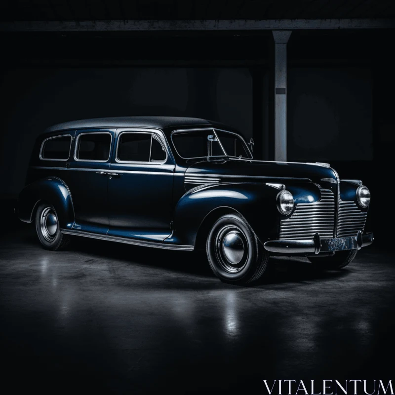 Vintage Car in a Dark Room: Captivating Photographically Detailed Portraitures AI Image