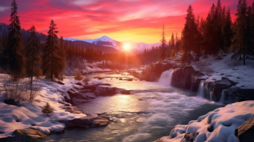 Winter Landscape: Serene Snow-Capped Mountain Scene