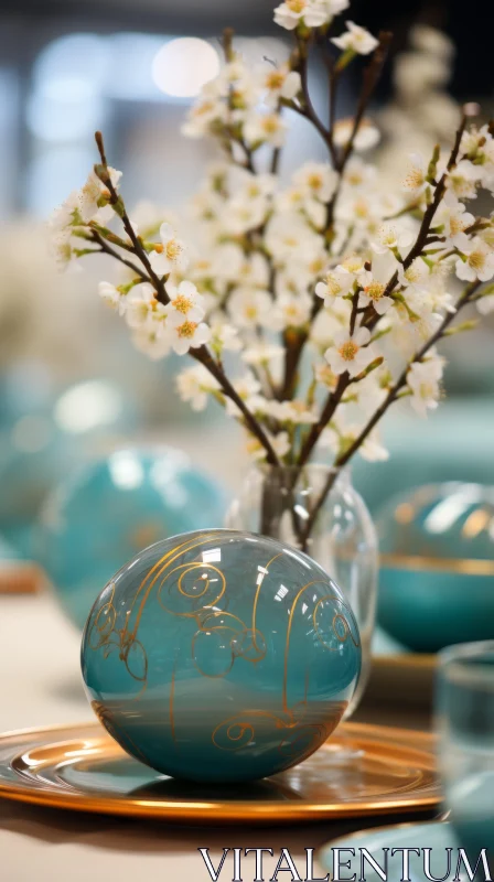 Zen Calligraphy and Cherry Blossoms: A Danish Design Easter AI Image