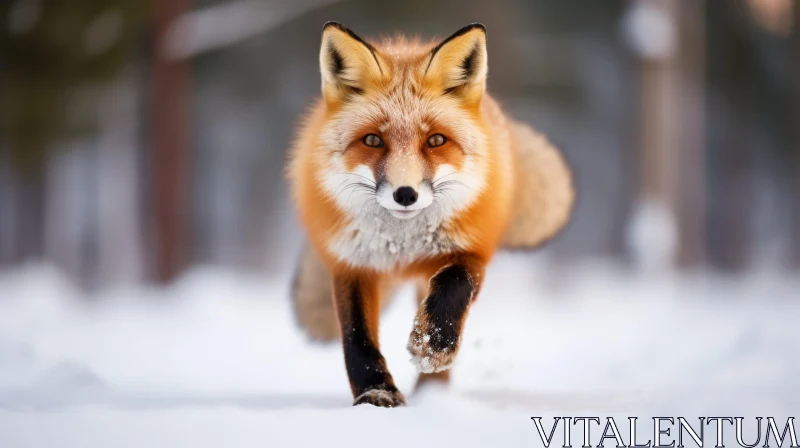 Enchanting Red Fox in Winter Snow AI Image
