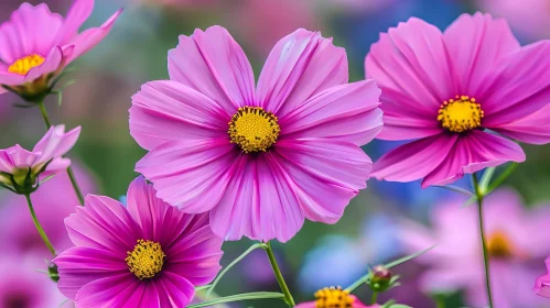 Pink Cosmos Flowers Close-up