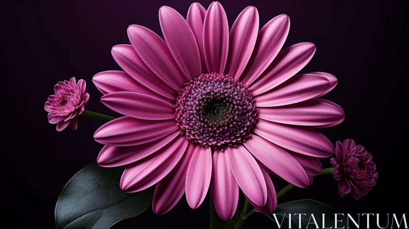 Pink Gerbera Flower Photo - Close-up Bloom on Dark Purple Background