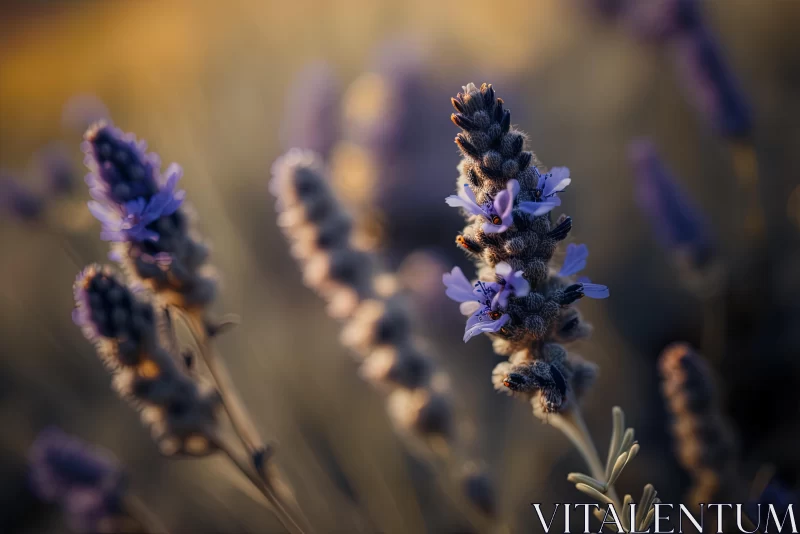 Captivating Close-Up of Lavender Flowers in Dark Cyan and Light Amber Tones | Leica R3 AI Image