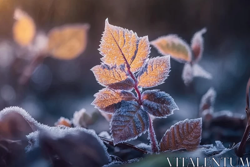 Captivating Frost on Leaves in Sunlight | Nikon D850 AI Image