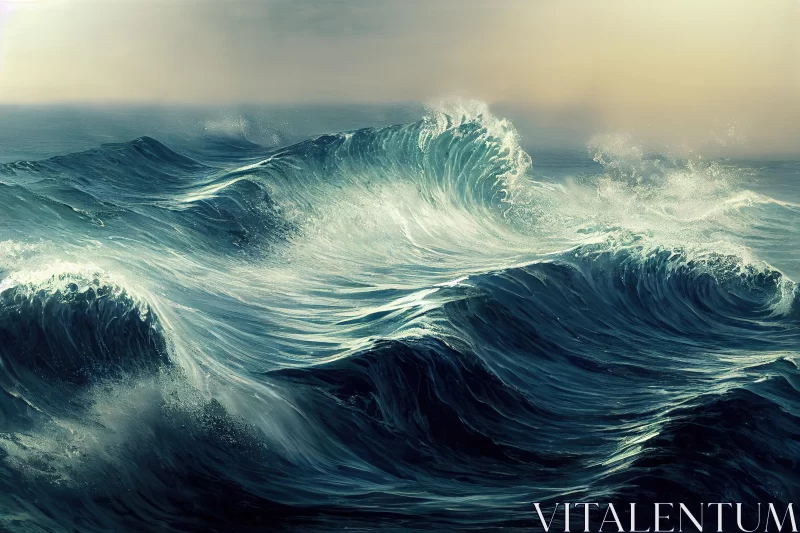 Captivating Hyper-Detailed Painting of Crashing Waves | Oceanic Art AI Image