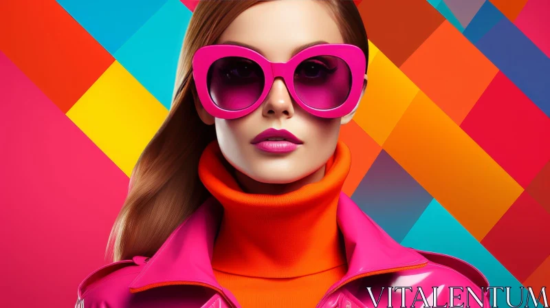 AI ART Confident Young Woman Portrait in Pink Attire