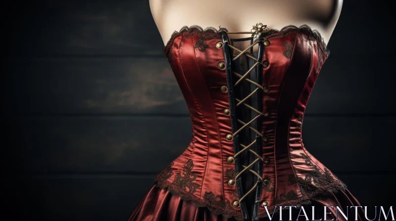 Elegant Red Corset with Black Lace Overlay AI Image