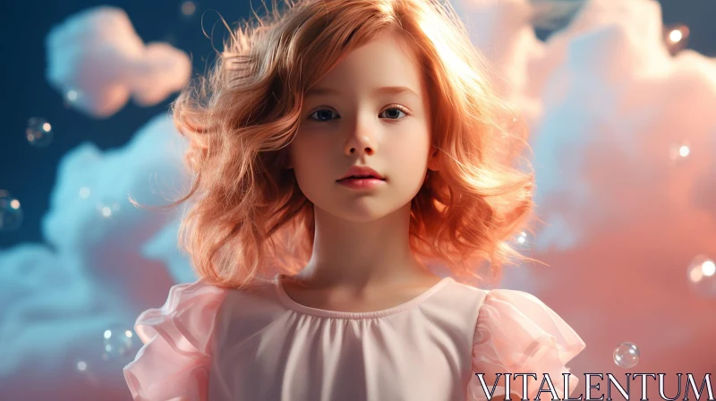 Enchanting Little Girl in Pink Dress AI Image