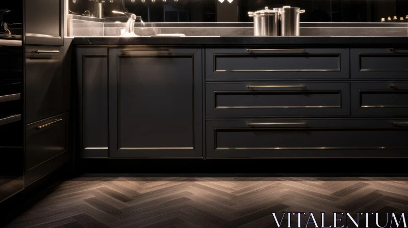 Sleek Modern Kitchen with Dark Gray Cabinets AI Image
