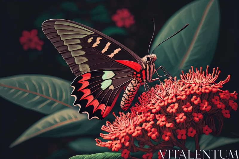 Vivid Butterfly on Flower | Hyper-Realistic Animal Illustration AI Image