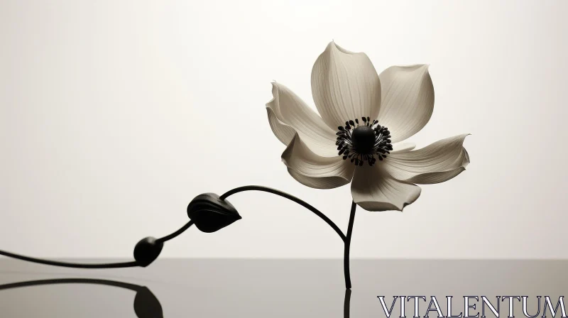 White Anemone Flower in Full Bloom AI Image
