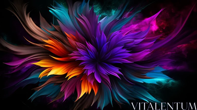 Colorful Abstract Flower with Intricate Petal Details AI Image