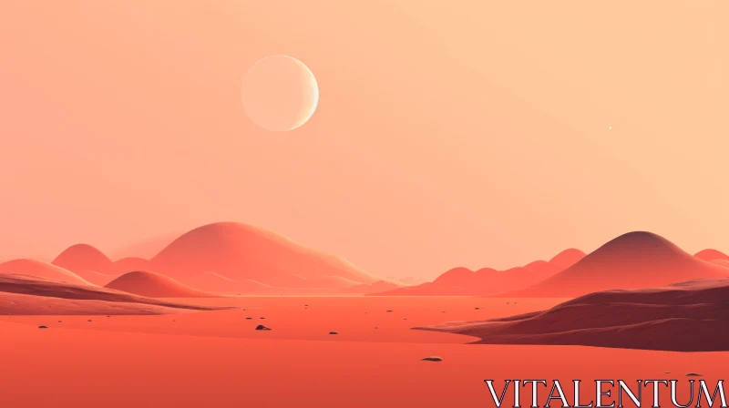 Martian Landscape with Dual Suns AI Image