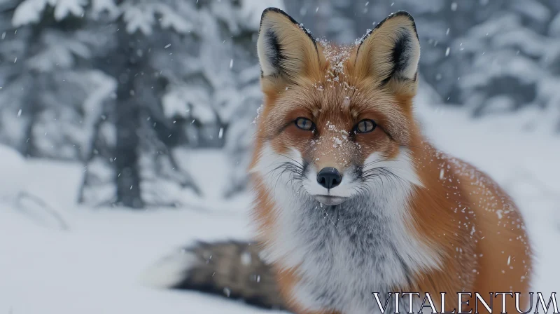 AI ART Red Fox in Snow: Enchanting Wildlife Photography