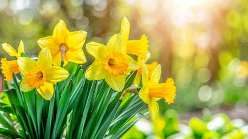 Beautiful Yellow Daffodils in Full Bloom - Nature Photography