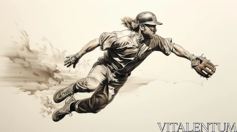 Dynamic Baseball Player in Action AI Image