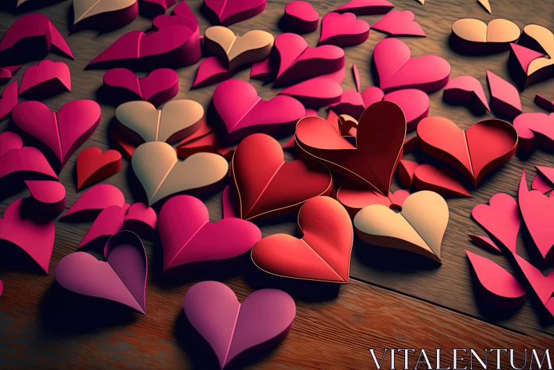 Romantic Heart-Shaped Paper Pieces | Vibrant Colors | Artistic Image AI Image