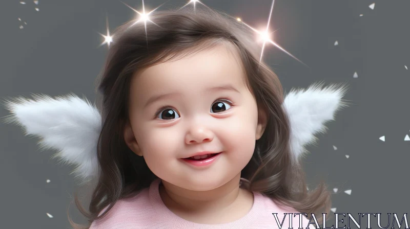 Sweet Baby Girl with Angel Wings AI Image
