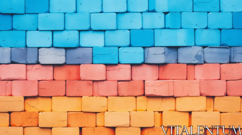 Brick Wall Texture in Blue Gray Orange AI Image