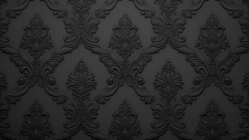 Luxurious Black & Gray Damask Floral Pattern