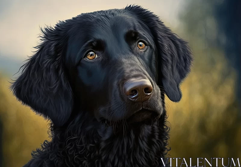 Captivating Painting of a Black Labrador in Realistic Style AI Image