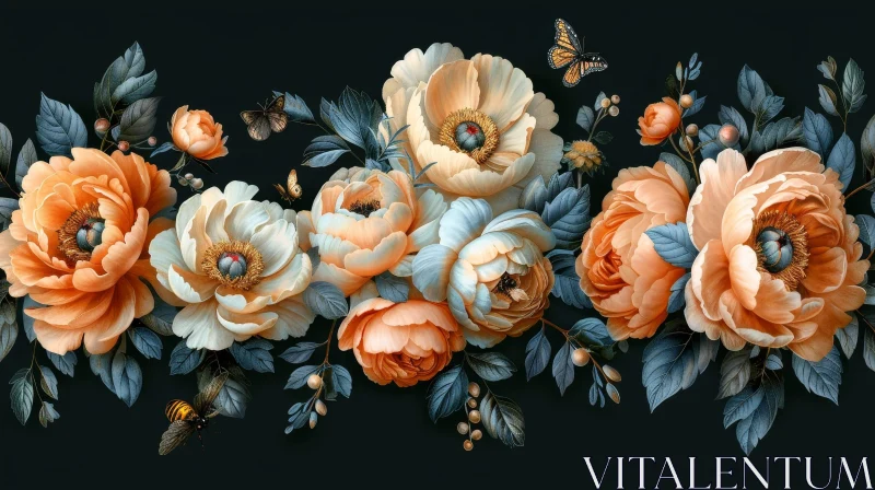 AI ART Exquisite Floral Arrangement with Peonies and Roses
