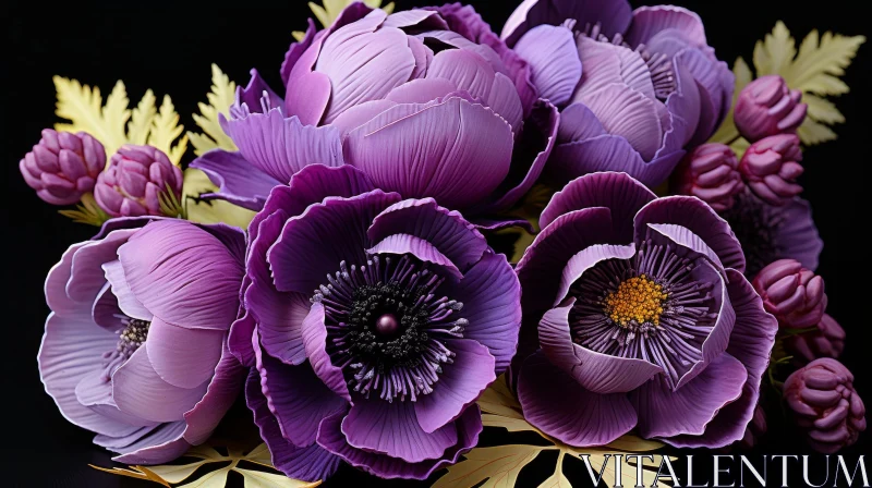 Exquisite Purple Anemone Flowers Close-Up AI Image