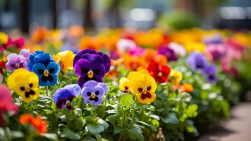 Vibrant Pansies in Nature - Close-up Floral Photography