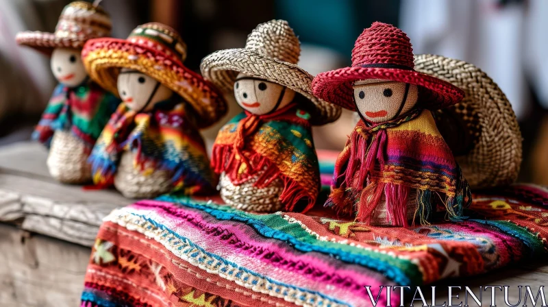 Handmade Dolls in Traditional Mexican Attire AI Image