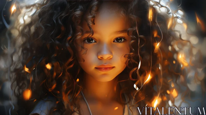 Innocent Little Girl Portrait - Dreamy Close-Up AI Image