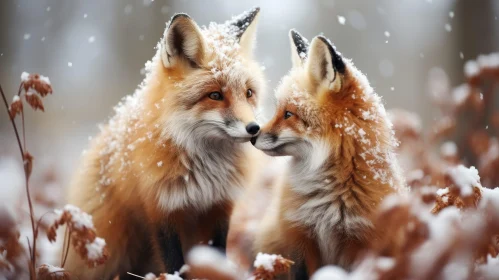 Red Foxes in Snow: Wildlife Encounter in the Forest