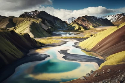 Captivating Mountain Range with River | Mesmerizing Colorscapes