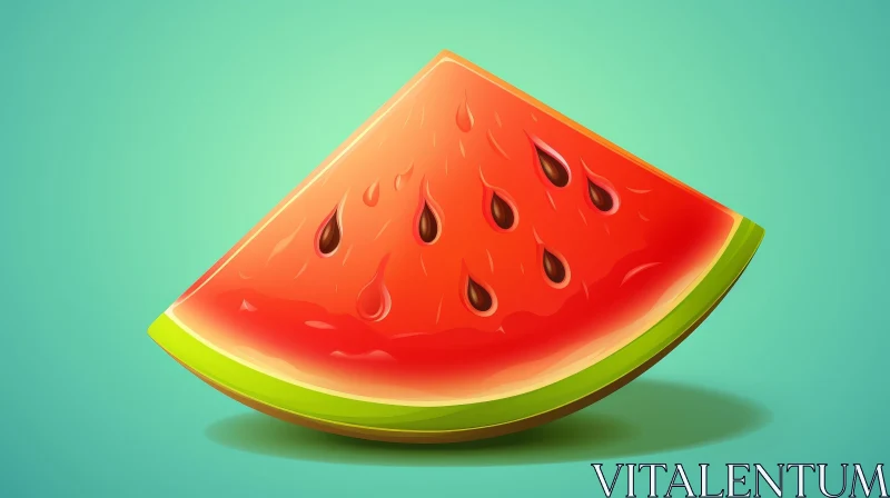 Slice of Watermelon Illustration - Vibrant Realistic Artwork AI Image